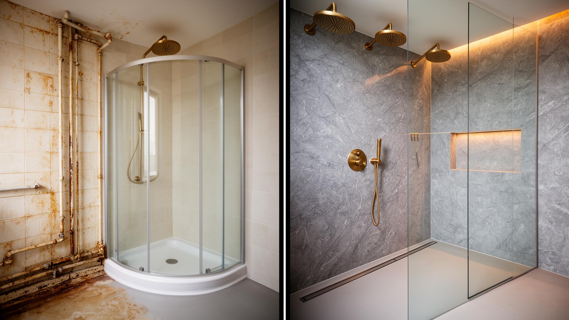 Shower installation Dublin before and after — Donnybrook walk-in by RSM Construction