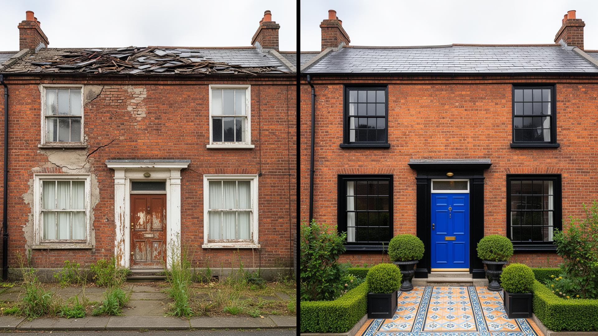 Builders Dublin before and after — Portobello façade restoration by RSM Construction