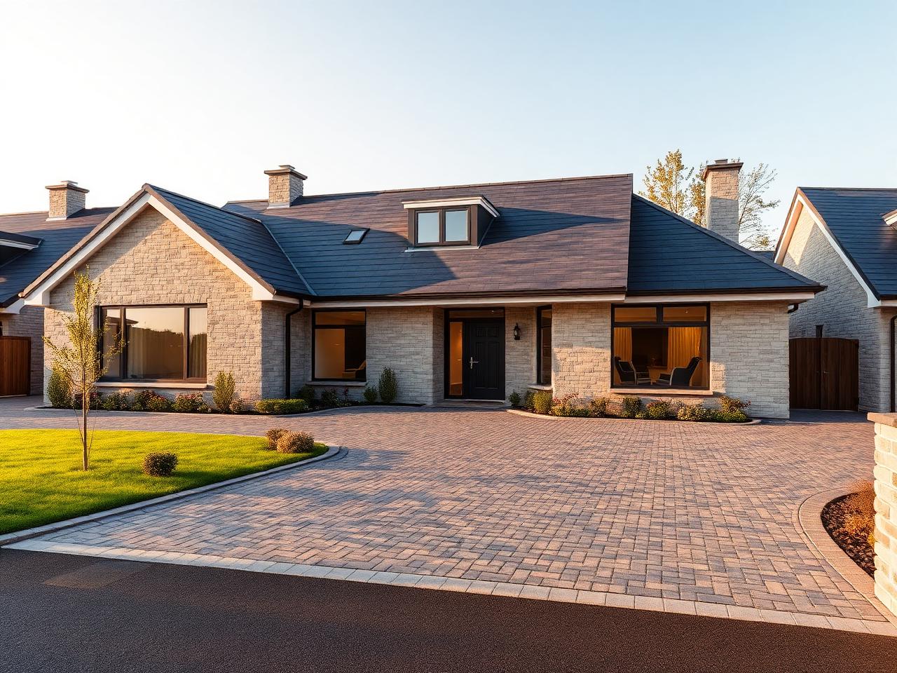 Contemporary stone-clad bungalow new house build Dublin by RSM Construction