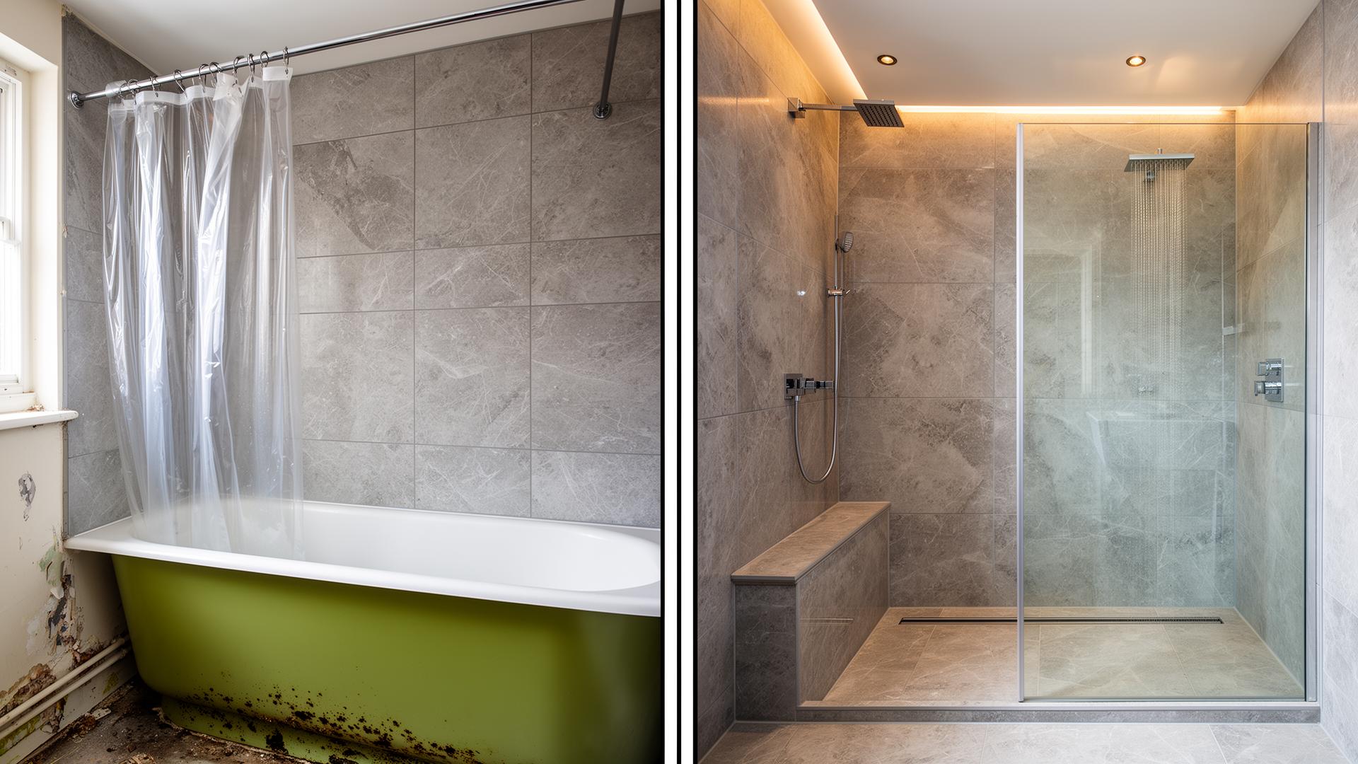 Shower installation Dublin before and after — Dundrum wet room by RSM Construction