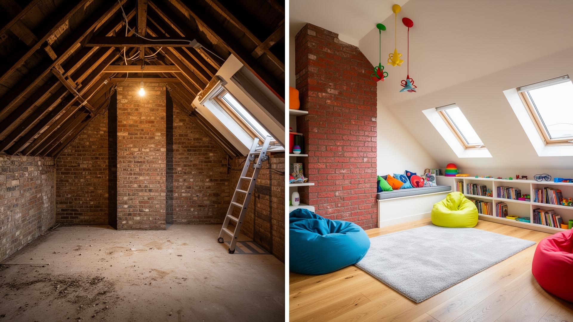 Attic conversion Dublin before and after — Lucan playroom by RSM Construction