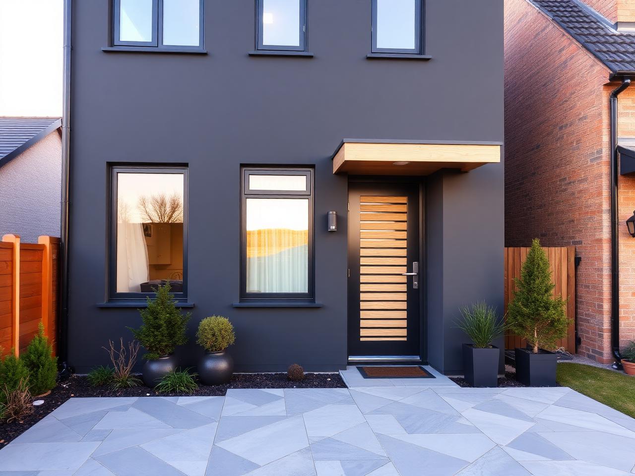 Charcoal render exterior refurbishment complete house renovation Dublin by RSM Construction