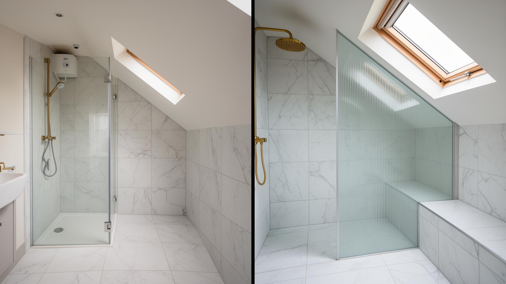 Shower installation Dublin before and after — Howth attic ensuite by RSM Construction
