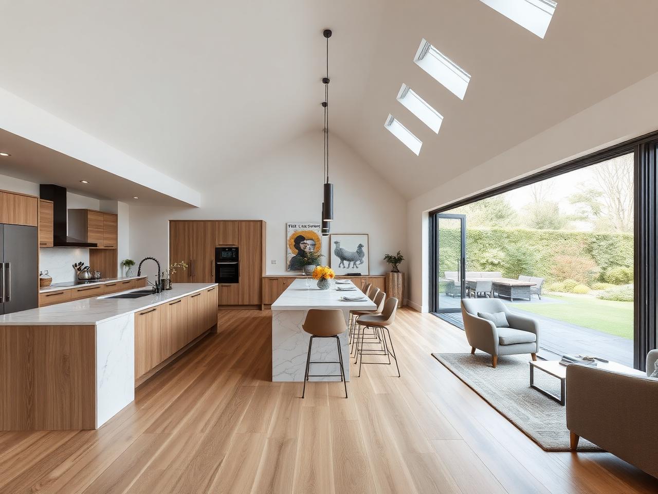 Open-plan kitchen interior of new build Irish home in Dublin by RSM Construction