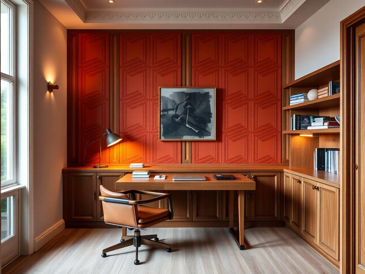 Geometric terracotta wall panelling home office Dublin by RSM Construction
