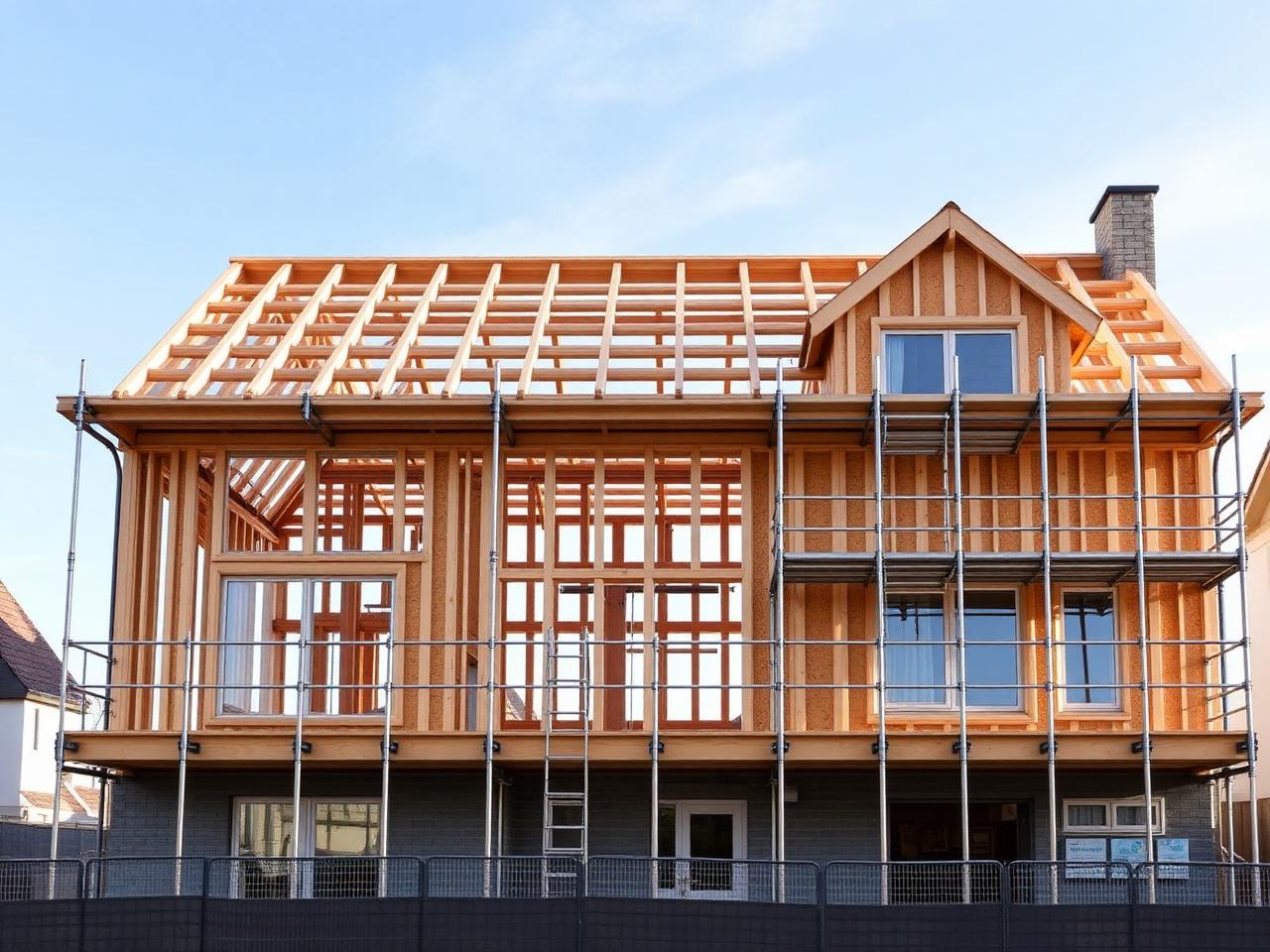 Timber-frame new house build under construction in Dublin by RSM Construction