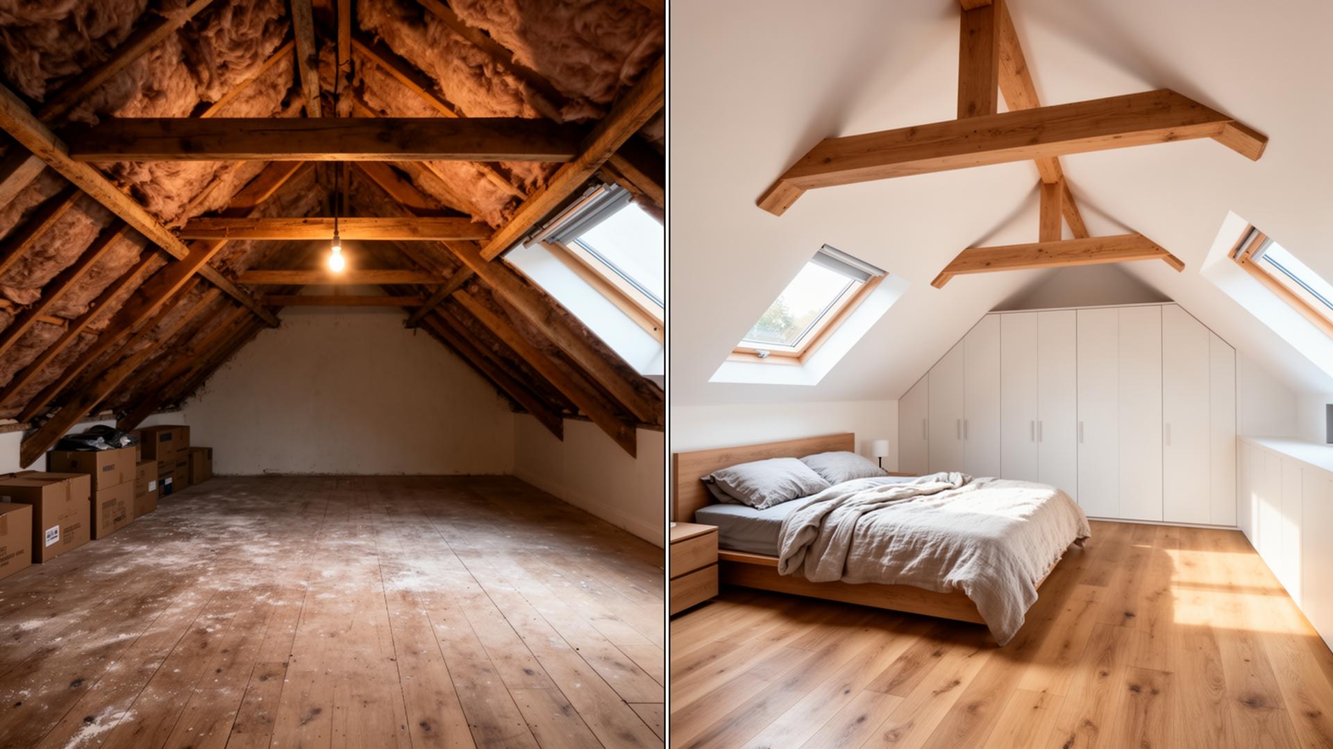 Attic conversion Dublin before and after by RSM Construction