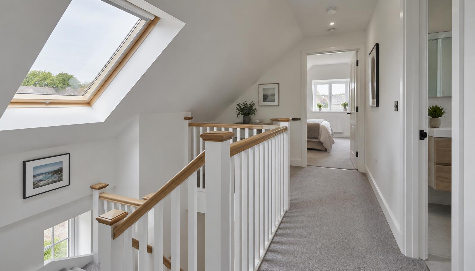 Modern staircase leading to an attic conversion in a Dublin home
