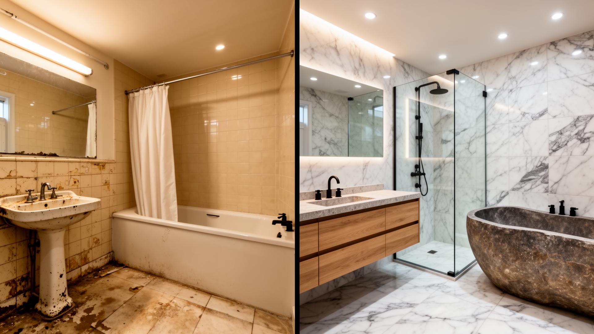 Bathroom renovation Dublin before and after by RSM Construction