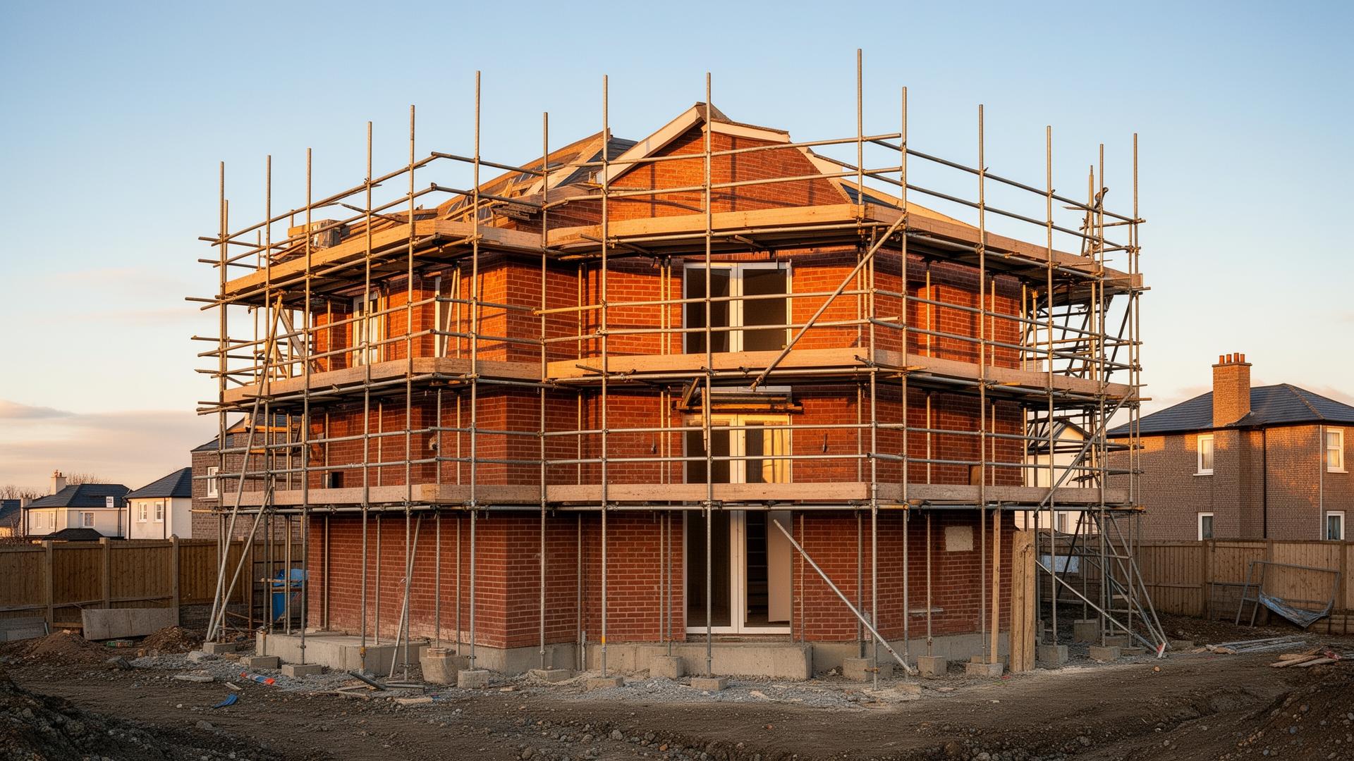 Premium Dublin builders — luxury new build residential construction at golden hour