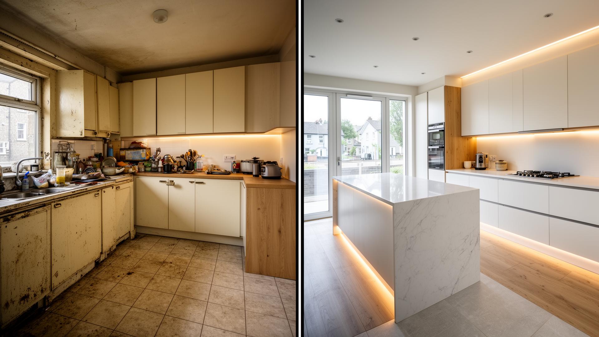 Kitchen renovation Dublin before and after by RSM Construction